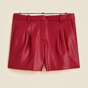 J Crew Lucia short in faux leather in vivid burgundy